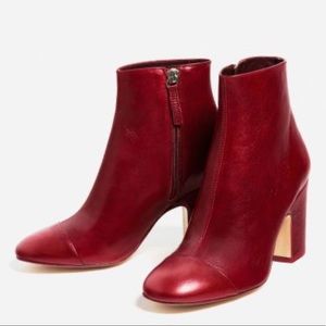 Red Patent Booties/ Boot Heels